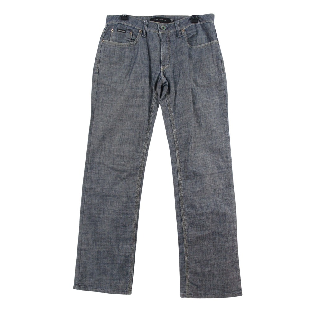 Calvin Klein Jeans Mens Straight Leg Blue Denim Pants 42/32